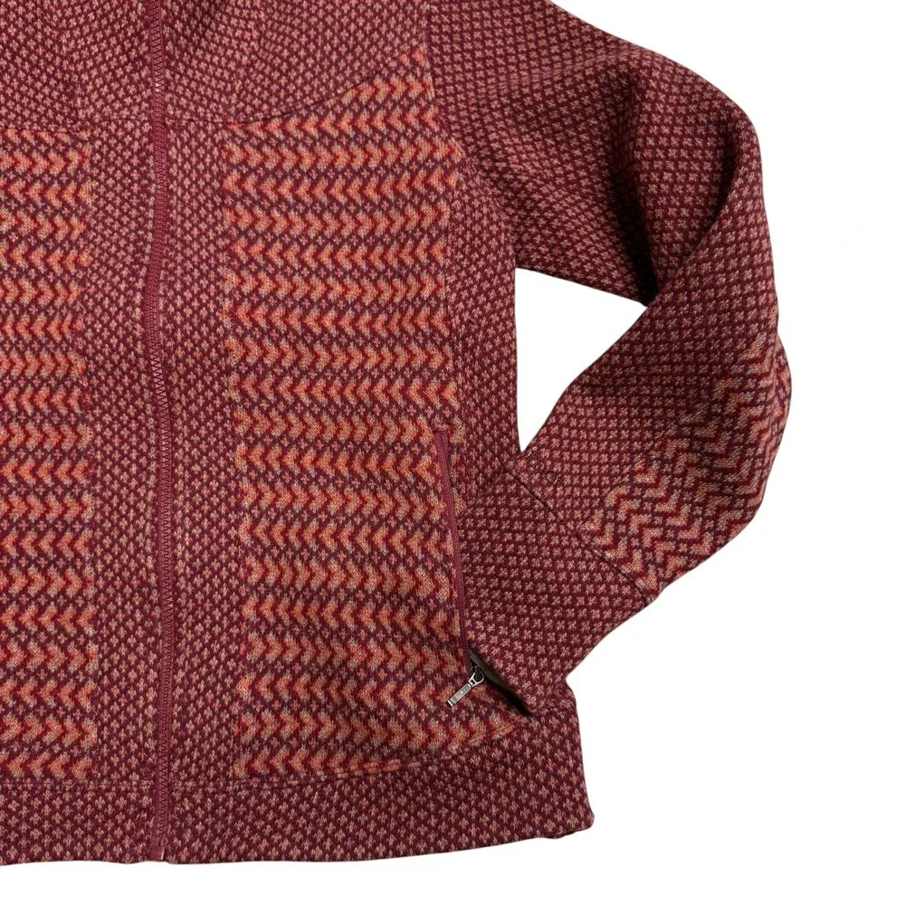 Marmot‎ Zig Zag Full-Zip Women's Jacket Maroon Red Sz Small Wool Blend Gorpcore